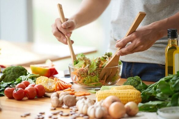 Vegetable salad preparation for prostatitis